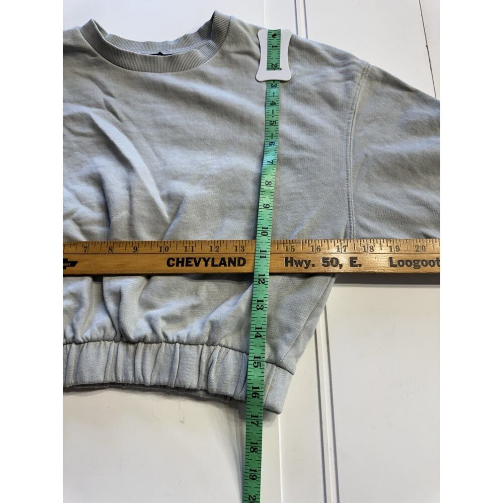 Zara Ribbed Elastic Cinched Waist Gray Long Sleeve Sweatshirt Size Smalla - Picture 4 of 4